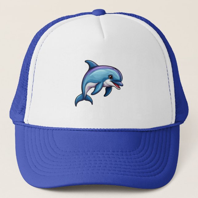 Smiling Cartoon Dolphin Trucker Hat (Front)