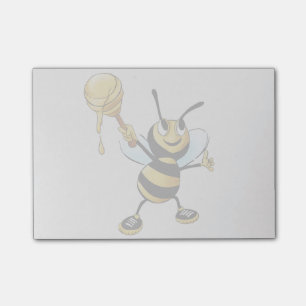 Smiling Cartoon Honey Bee Holding up Dipper Post-it Notes