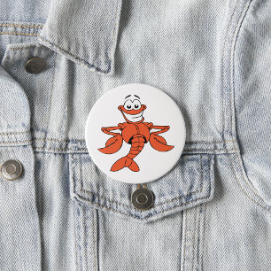 Smiling Cartoon Lobster Character 7.5 Cm Round Badge