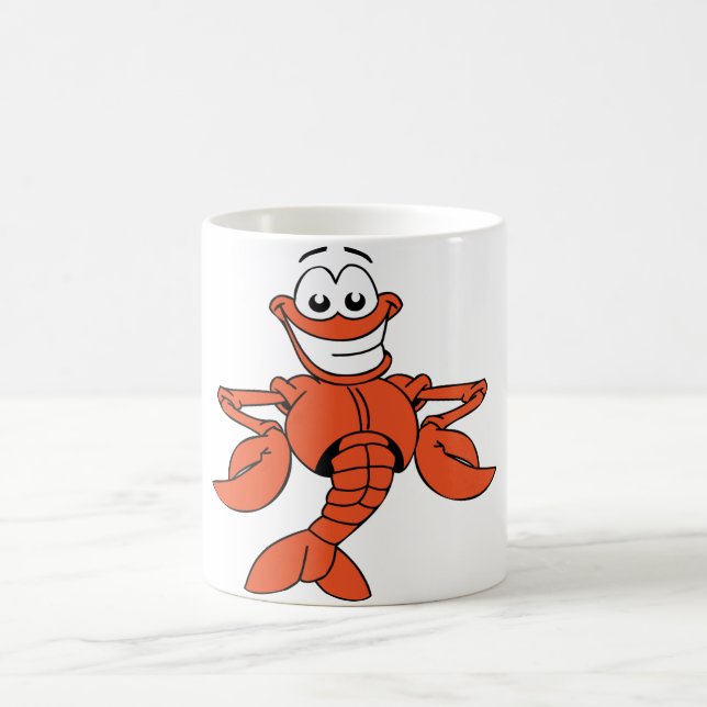 Smiling Cartoon Lobster Character Coffee Mug (Center)