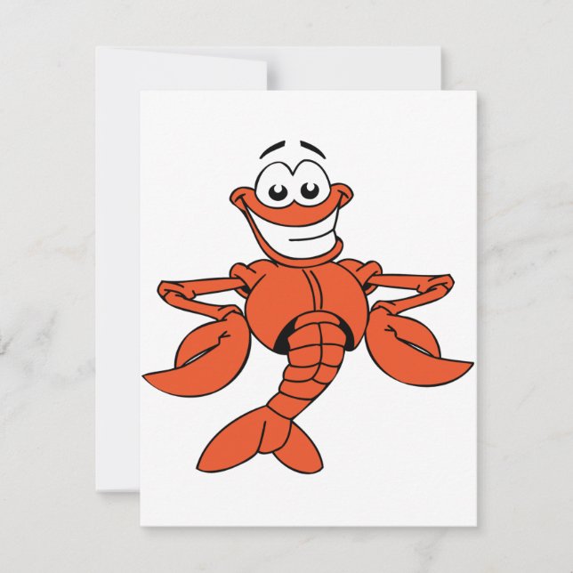 Smiling Cartoon Lobster Character Invitation (Front)
