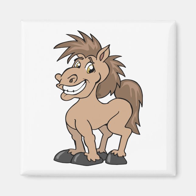 Smiling Cartoon Pony Silly Horse Magnet (Front)