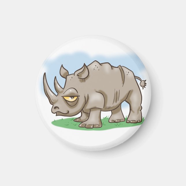 Smiling Cartoon Rhino Magnet (Front)