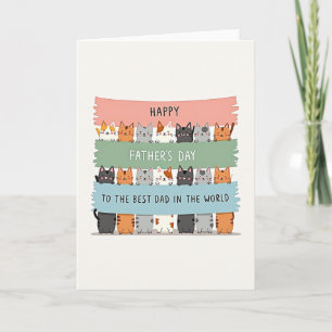 Smiling Cat Dads Day Card