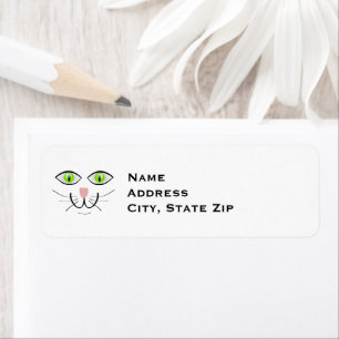 Smiling Cat Face Return Address Labels
