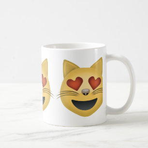 Smiling Cat Face With Heart Shaped Eyes Emoji Coffee Mug