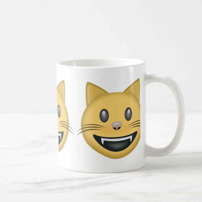 Smiling Cat Face With Open Mouth Emoji Coffee Mug (Right)