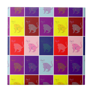 Smiling cat pop art  tile