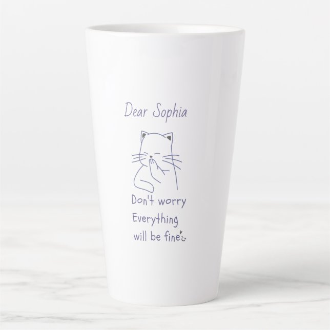 Smiling Cat with Message  Latte Mug (Front)