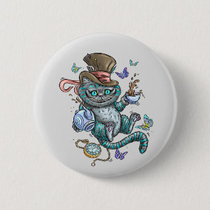 Smiling Cheshire Cat 6 Cm Round Badge