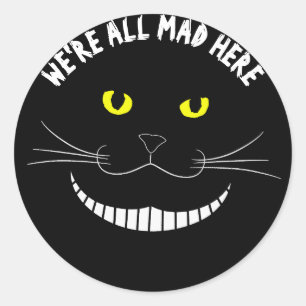 Smiling Cheshire Transparent Cat With Yellow Eyes Classic Round Sticker