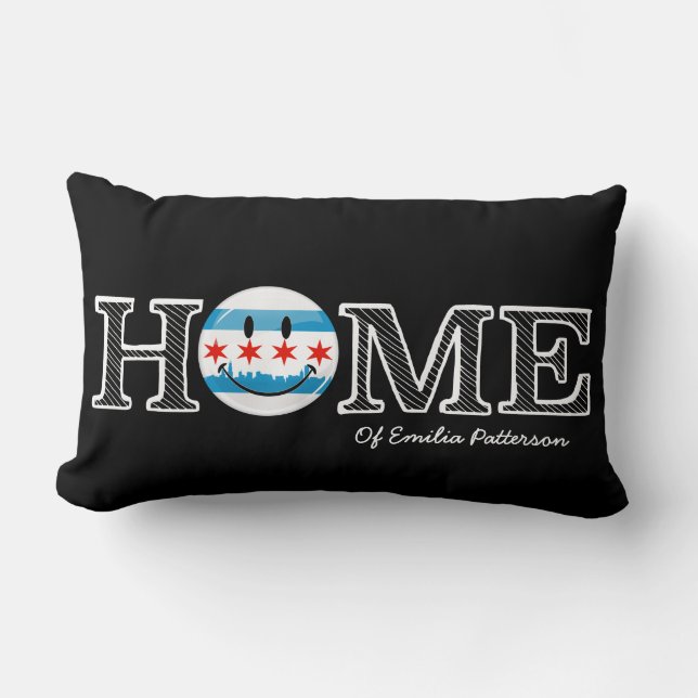 Smiling Chicago Flag Housewarmer Lumbar Cushion (Front)