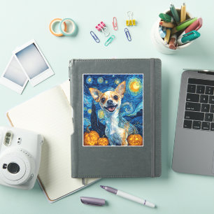 smiling chihuahua dog starry night by Van Gogh fin