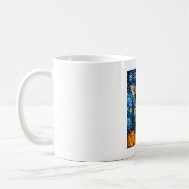 smiling chihuahua dog starry night by Van Gogh fin Coffee Mug (Left)