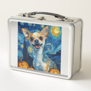 smiling chihuahua dog starry night by Van Gogh fin Metal Lunch Box