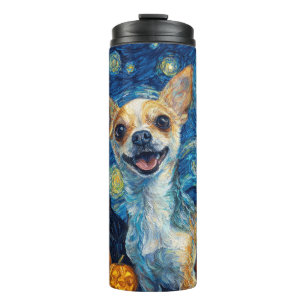smiling chihuahua dog starry night by Van Gogh fin Thermal Tumbler