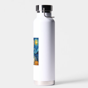 smiling chihuahua dog starry night by Van Gogh fin Water Bottle