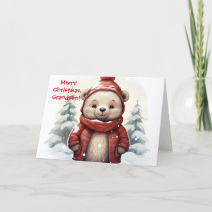 SMILING CHRISTMAS BEAR CARD FOR GRANDSON