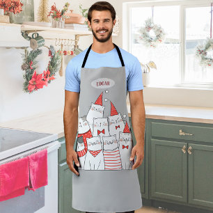 Smiling Christmas Cats Customisable Apron
