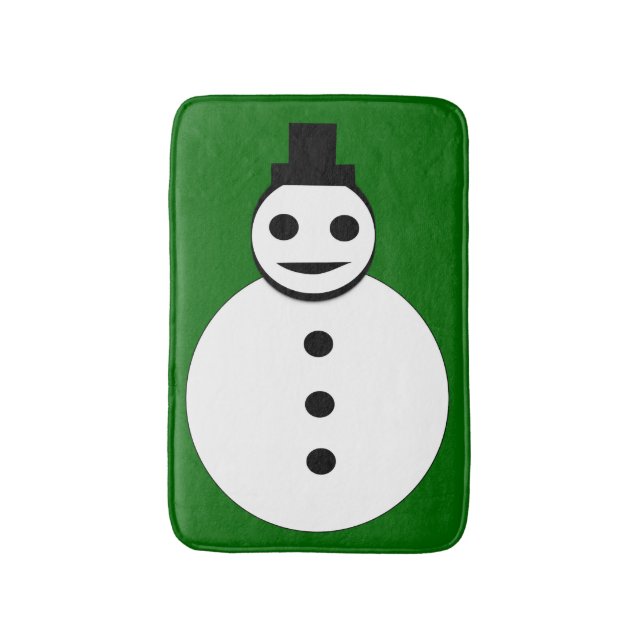 Smiling Christmas Snowman Bath Mat (Front Vertical)