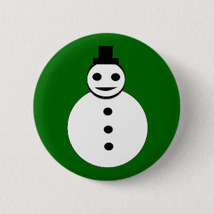 Smiling Christmas Snowman Button