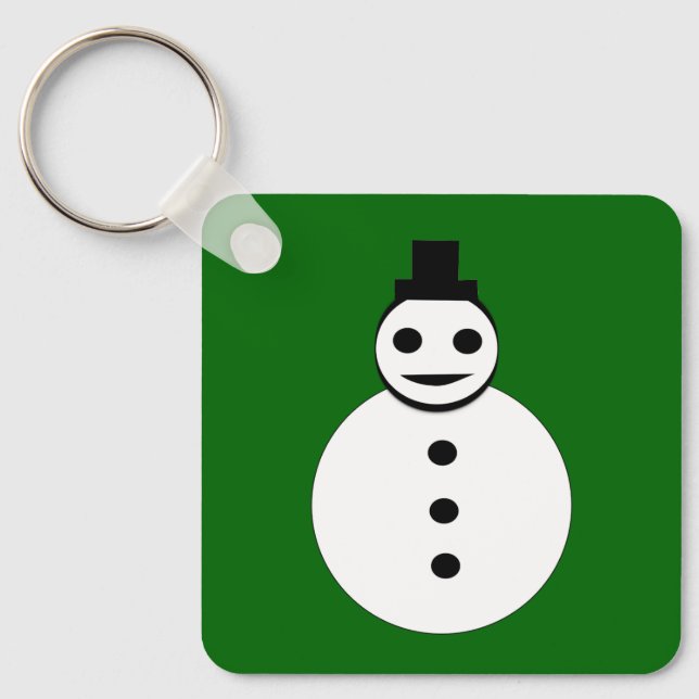 Smiling Christmas Snowman Custom Key Ring (Front)