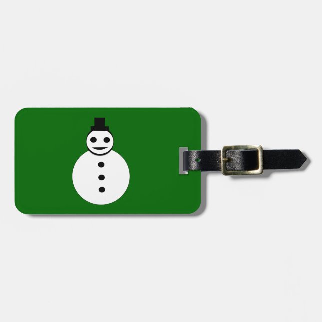 Smiling Christmas Snowman Custom Luggage Tag (Front Horizontal)
