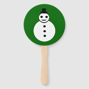 Smiling Christmas Snowman Hand Fan