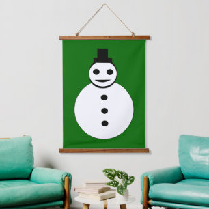 Smiling Christmas Snowman Hanging Tapestry