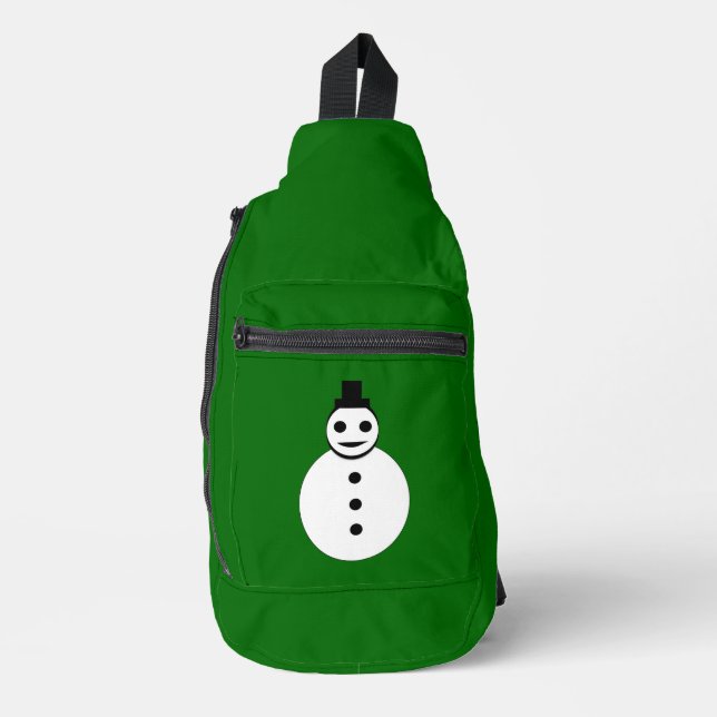 Smiling Christmas Snowman Patterned Sling Bag (Front)