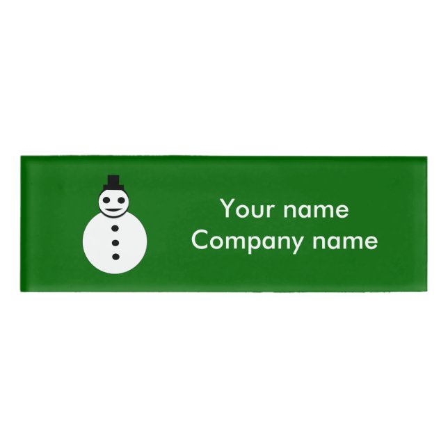 Smiling Christmas Snowman Personalised Name Tag (Front)