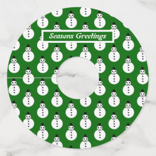 Smiling Christmas Snowman Personalised Wine Glass Tag