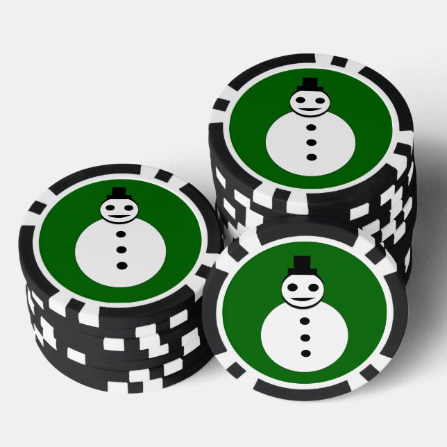 Smiling Christmas Snowman Poker Chips (Stack)