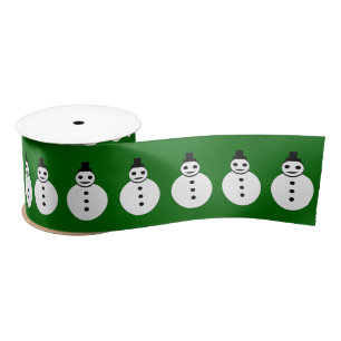 Smiling Christmas Snowman Ribbon Satin Ribbon