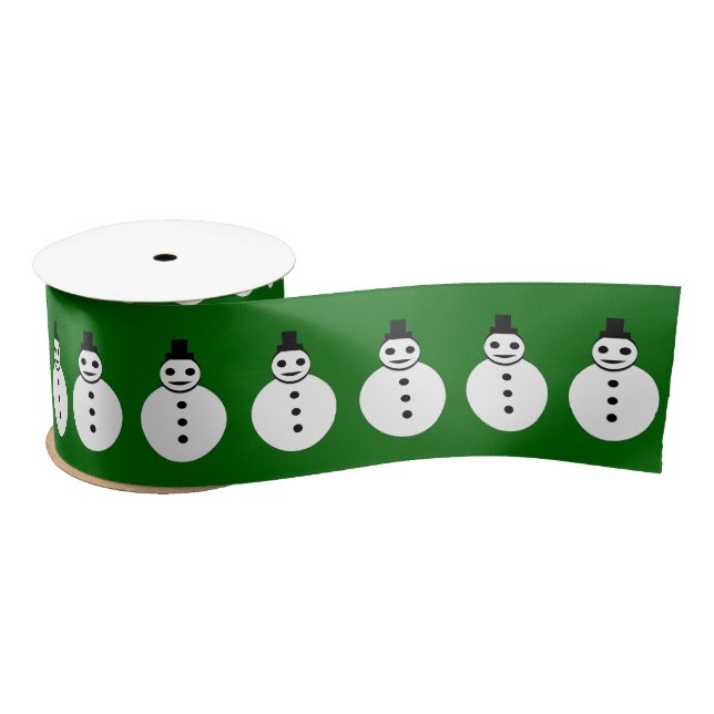 Smiling Christmas Snowman Ribbon Satin Ribbon (Spool)