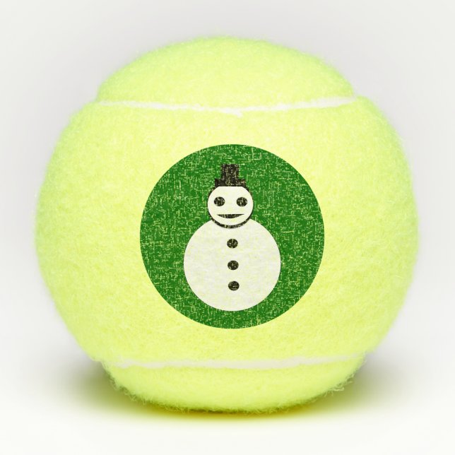 Smiling Christmas Snowman Tennis Balls (Front)