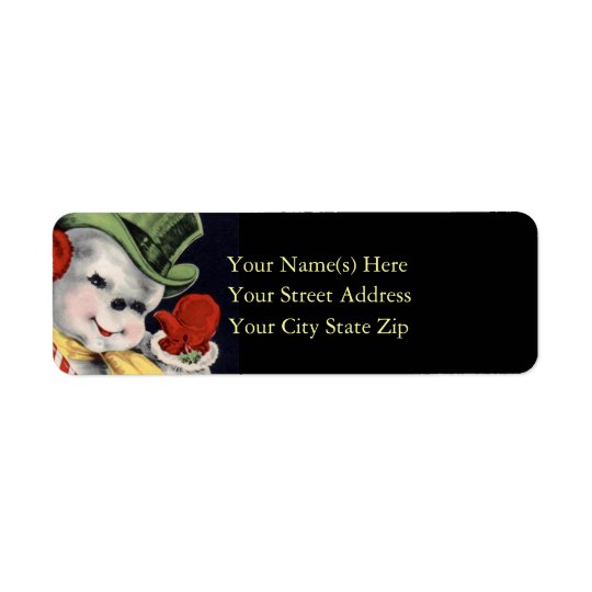 Smiling Christmas Snowman Waves Hello Return Address Label