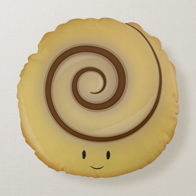 Smiling Cinnamon Roll Above | Round Pillow (Front)