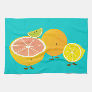 Smiling citrus group tea towel