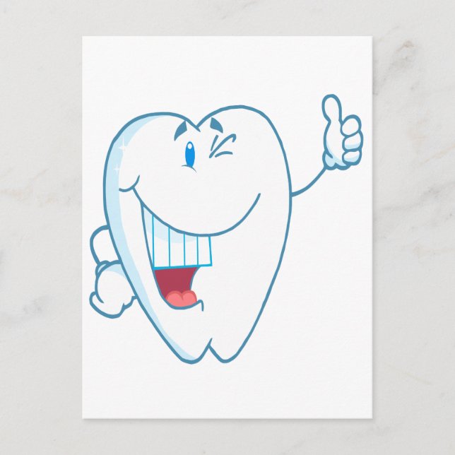 Smiling Clean Tooth Cartoon Character Thumbs Up.ai Postcard (Front)