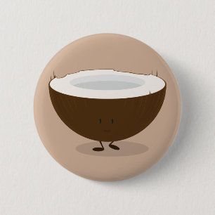 Smiling coconut 6 cm round badge