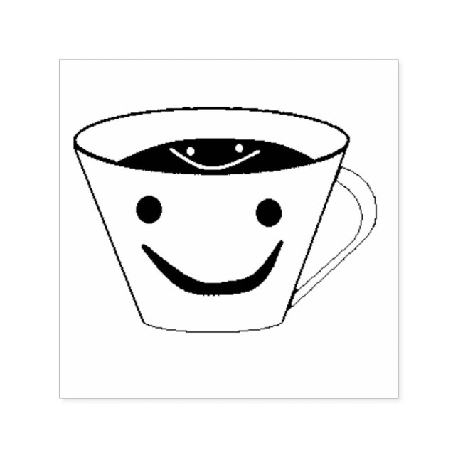 Smiling coffee cup with happy coffee self-inking stamp (Design)
