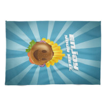 Smiling colorful burger pattern torchon