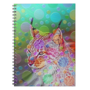 Smiling, colourful lynx - abstract notebook