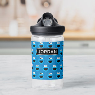 Smiling Cookie Monster Pattern Add Your Name Water Bottle