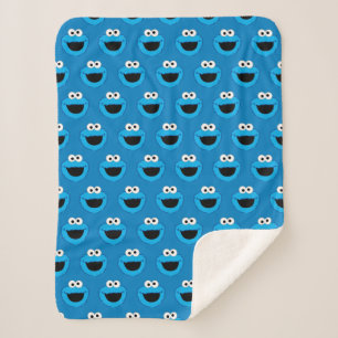 Smiling Cookie Monster Pattern Sherpa Blanket