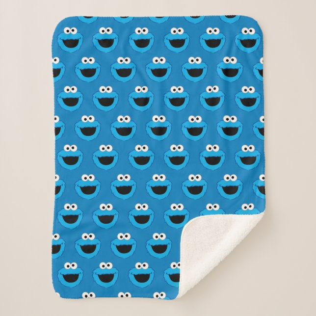 Smiling Cookie Monster Pattern Sherpa Blanket (Front)