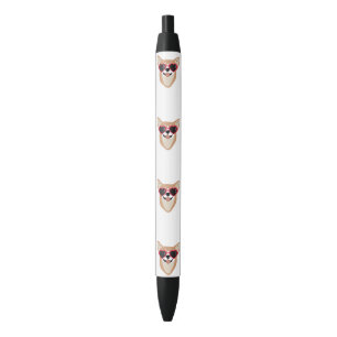 Smiling Corgi With Sunglasses Black Ink Pen