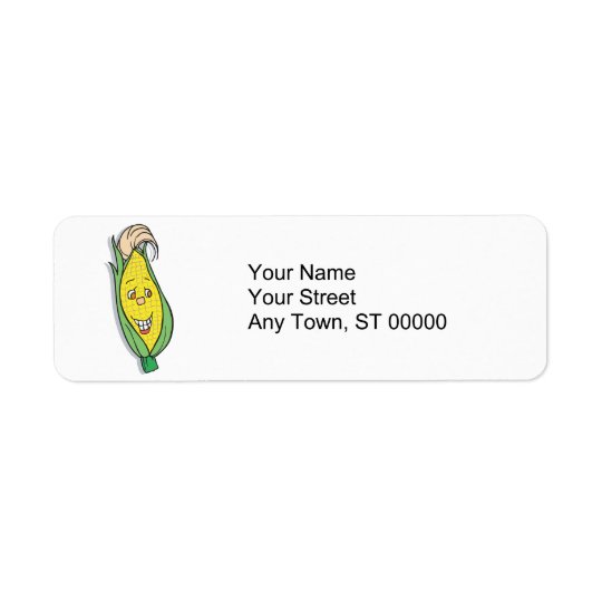 smiling corn character return address label