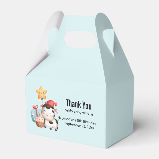 Smiling Cow Cute Adorable Birthday Favour Box (Front Side)